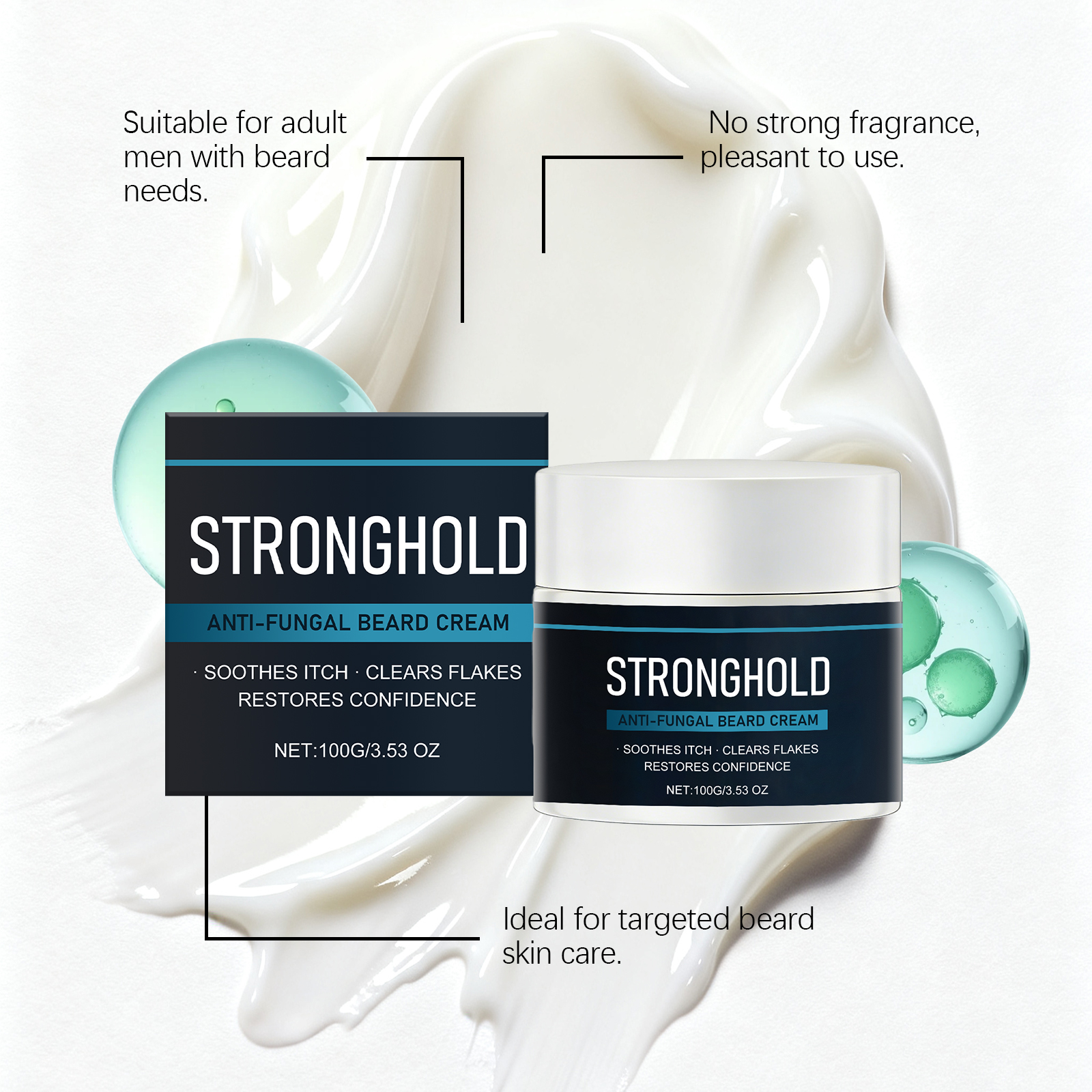 Male Beard Care Cream Mild Refreshing Texture Clean Moisturizing Daily Men Beard Basic Nourish Treatment
