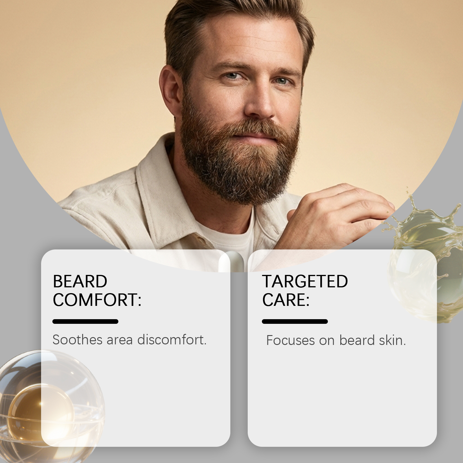 Male Beard Care Cream Mild Refreshing Texture Clean Moisturizing Daily Men Beard Basic Nourish Treatment