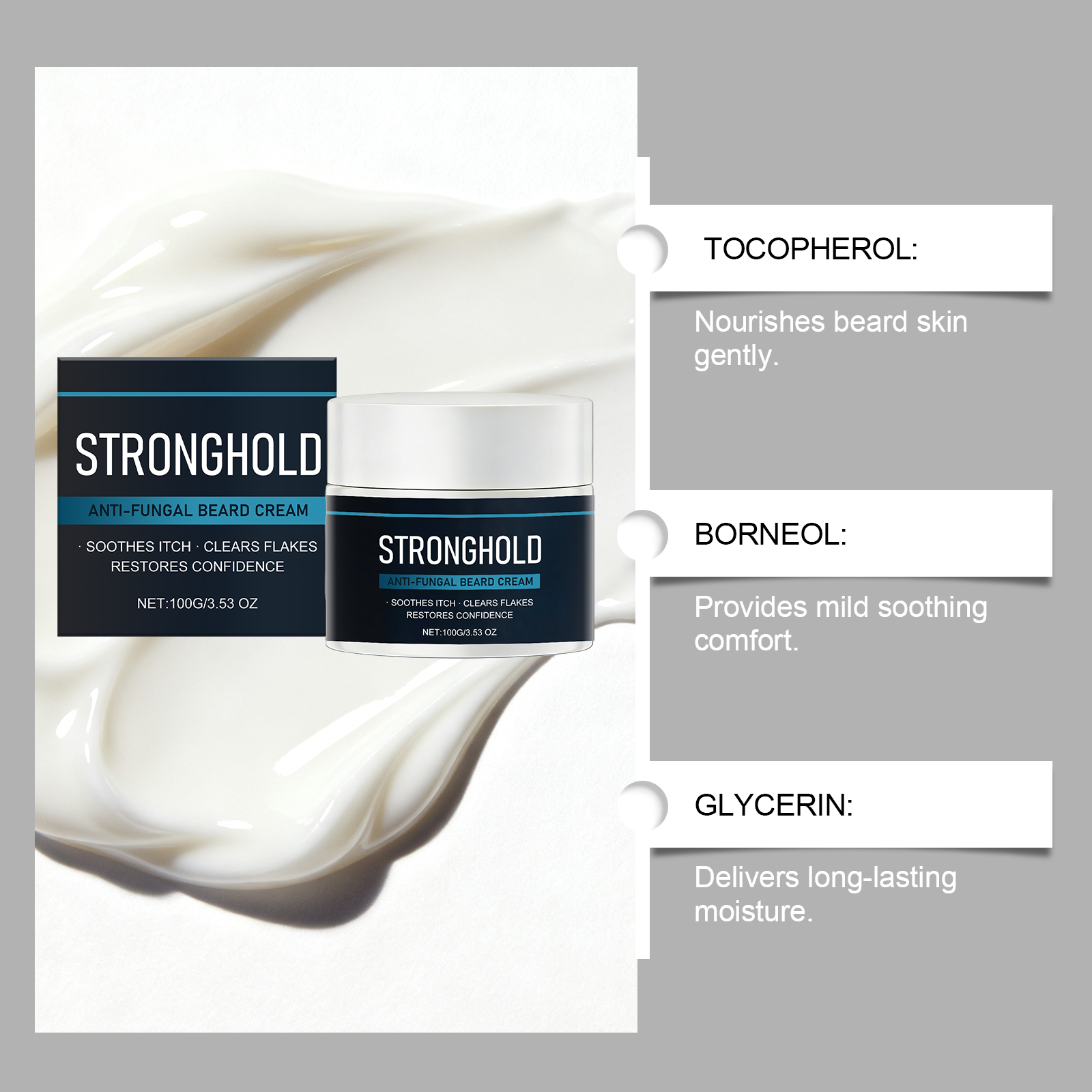 Male Beard Care Cream Mild Refreshing Texture Clean Moisturizing Daily Men Beard Basic Nourish Treatment