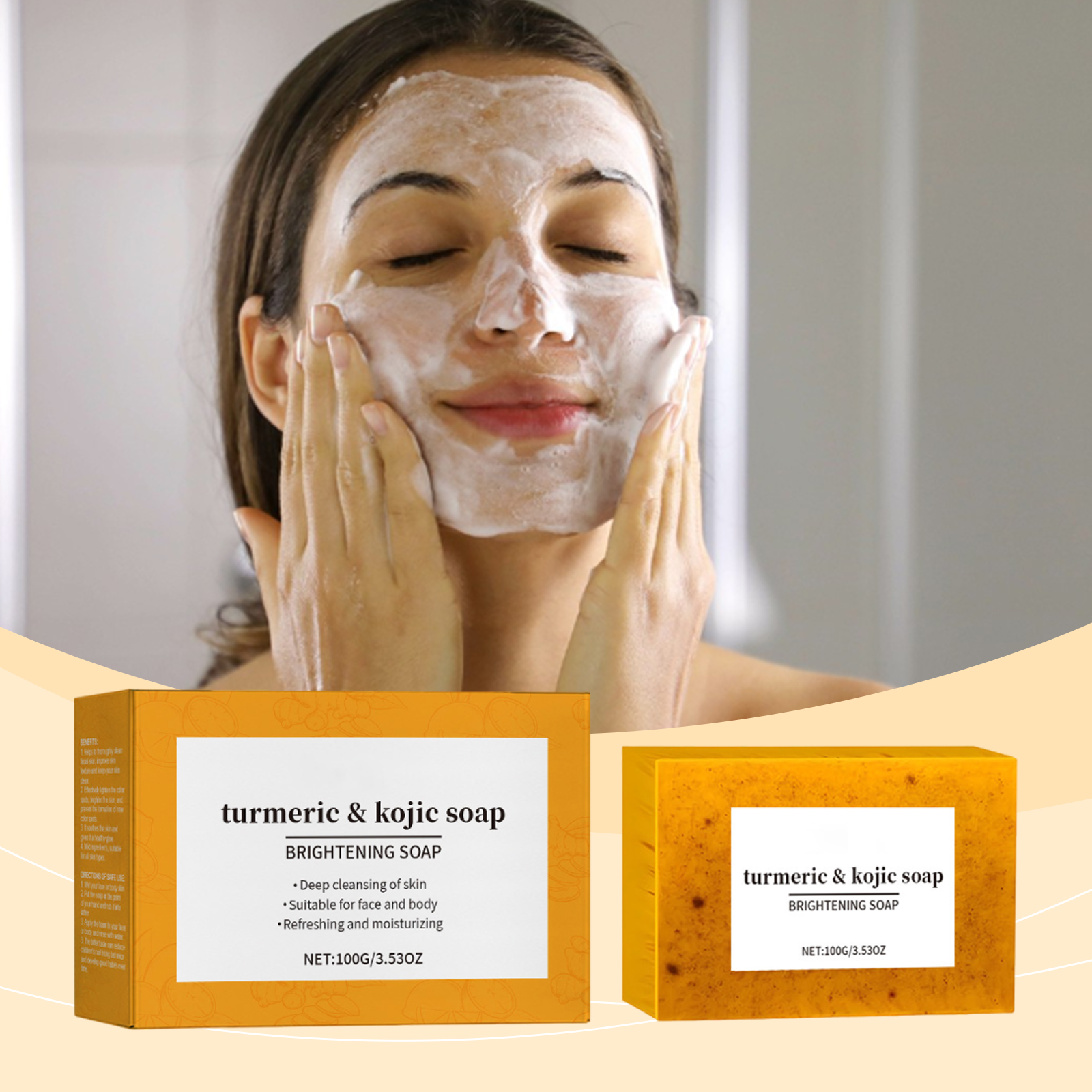 Lemon Turmeric Cleansing Soap Mild Cleansing Skin Moisturizing Hydrating Facial Body Care Soap