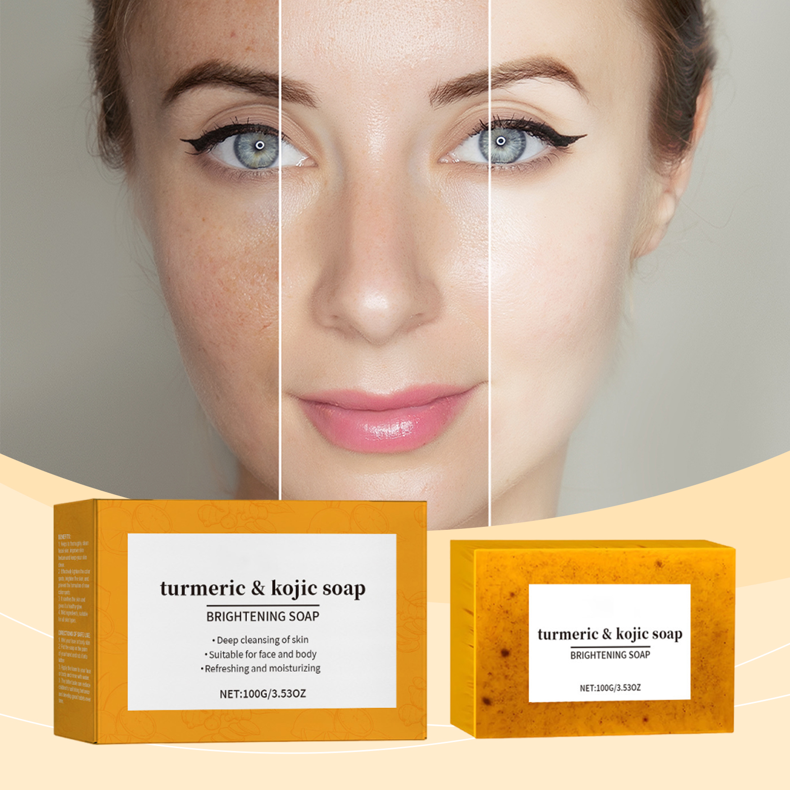 Lemon Turmeric Cleansing Soap Mild Cleansing Skin Moisturizing Hydrating Facial Body Care Soap