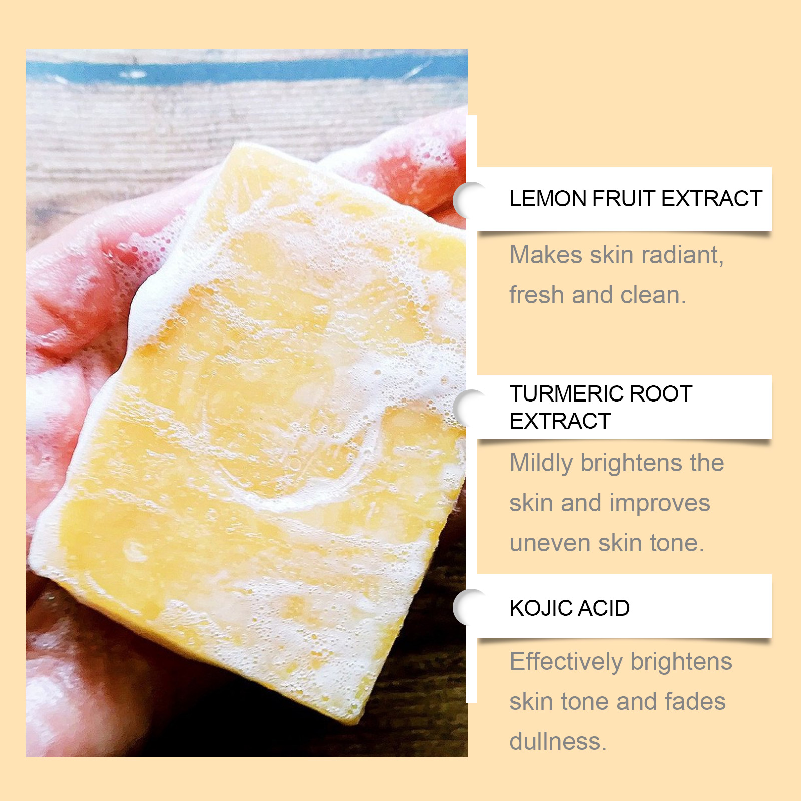 Lemon Turmeric Cleansing Soap Mild Cleansing Skin Moisturizing Hydrating Facial Body Care Soap