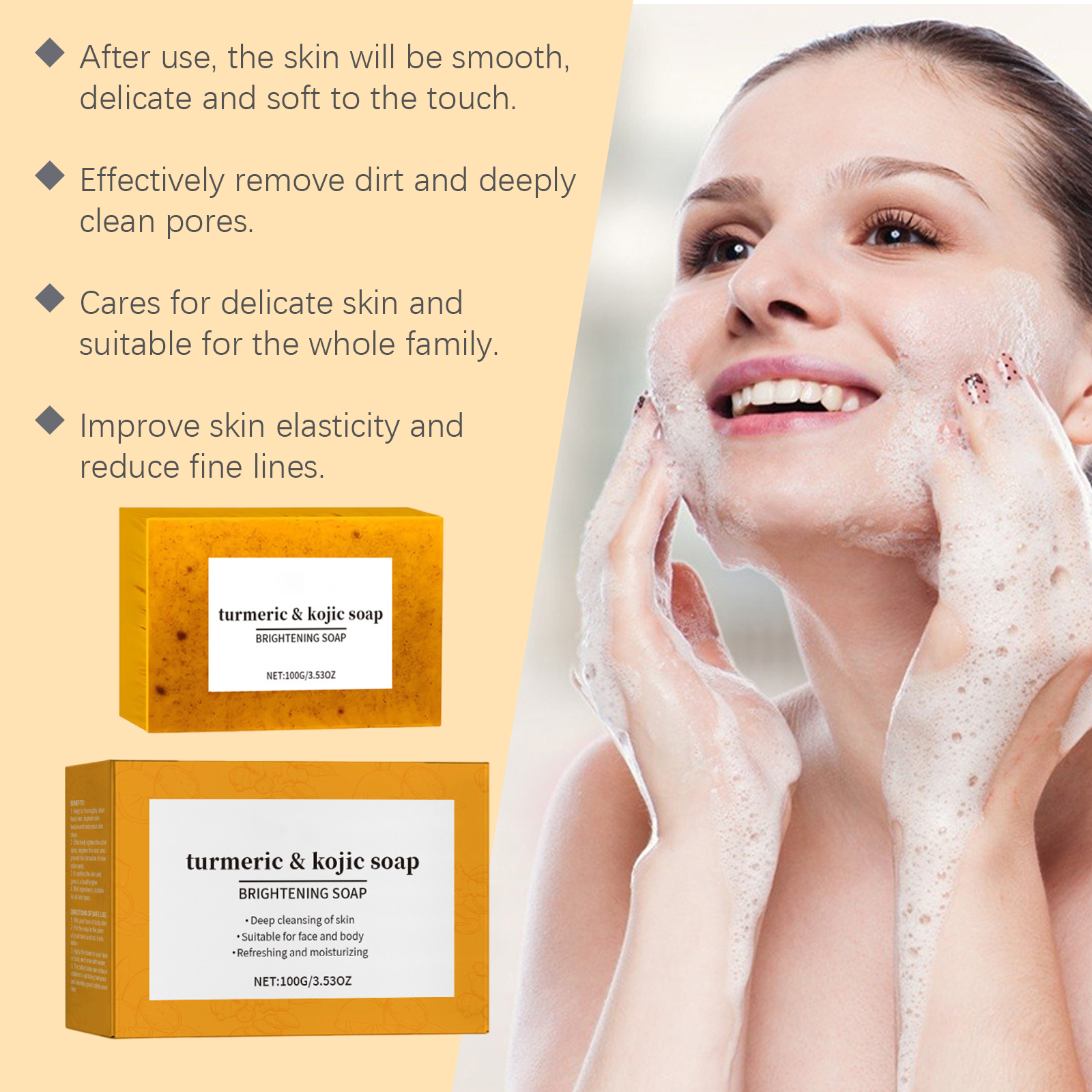 Lemon Turmeric Cleansing Soap Mild Cleansing Skin Moisturizing Hydrating Facial Body Care Soap