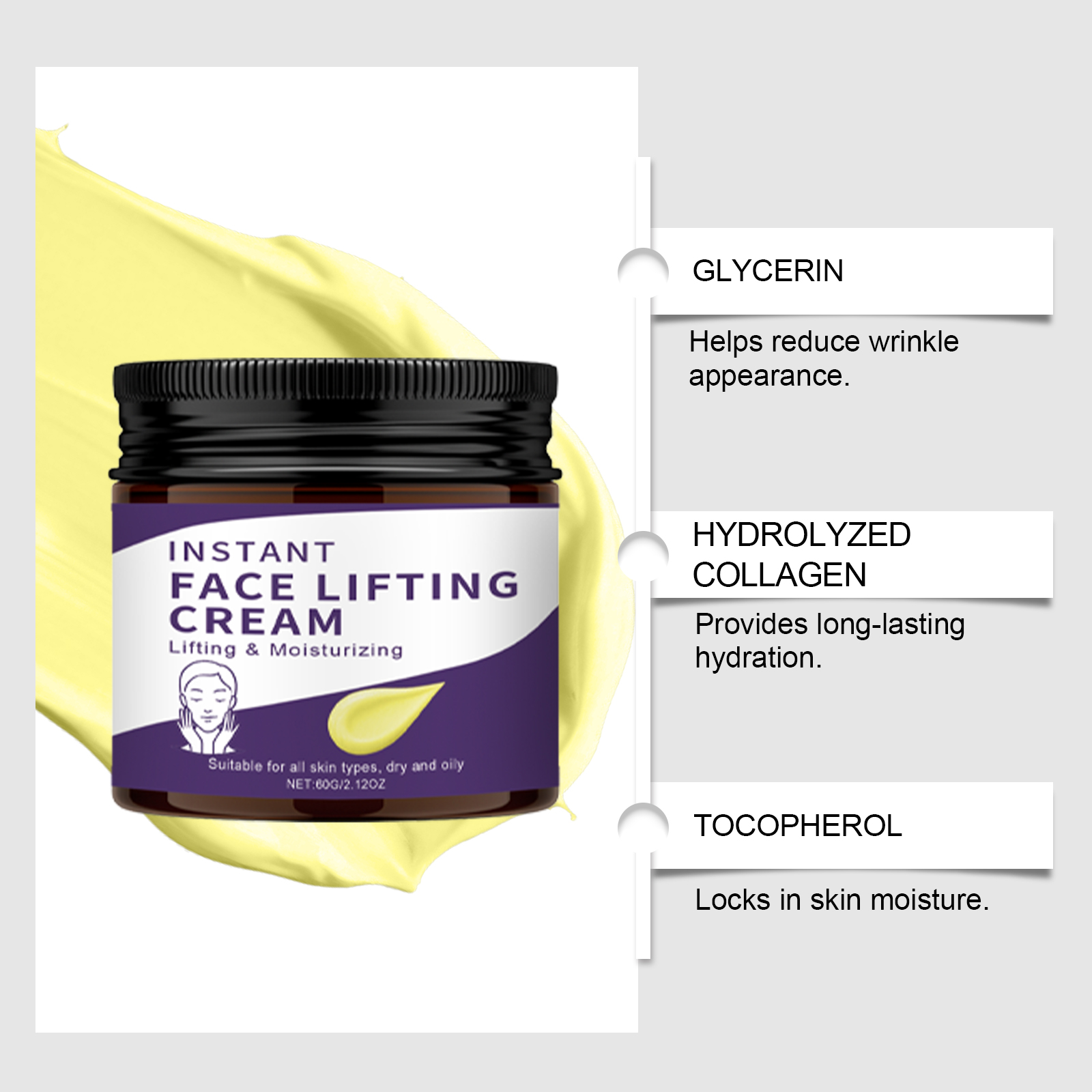 Moisturizing Cream Nourishes Facial Skin Texture Hydrates Smooths Skin Improves Luster Elasticity For Autumn Winter Skincare