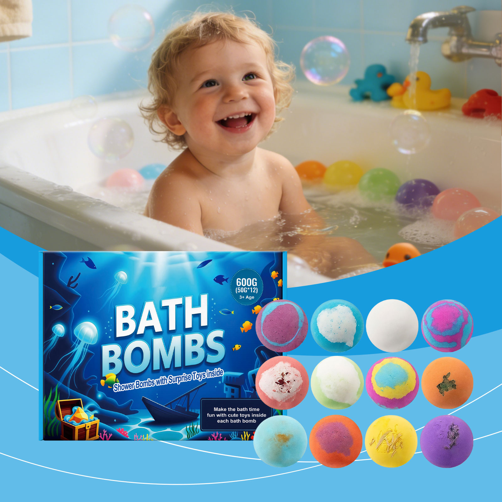 Kids Bath Salt Ball Set Gentle Nourish Clean Body Skin Delicate Daily Bath Fun Soak Balls