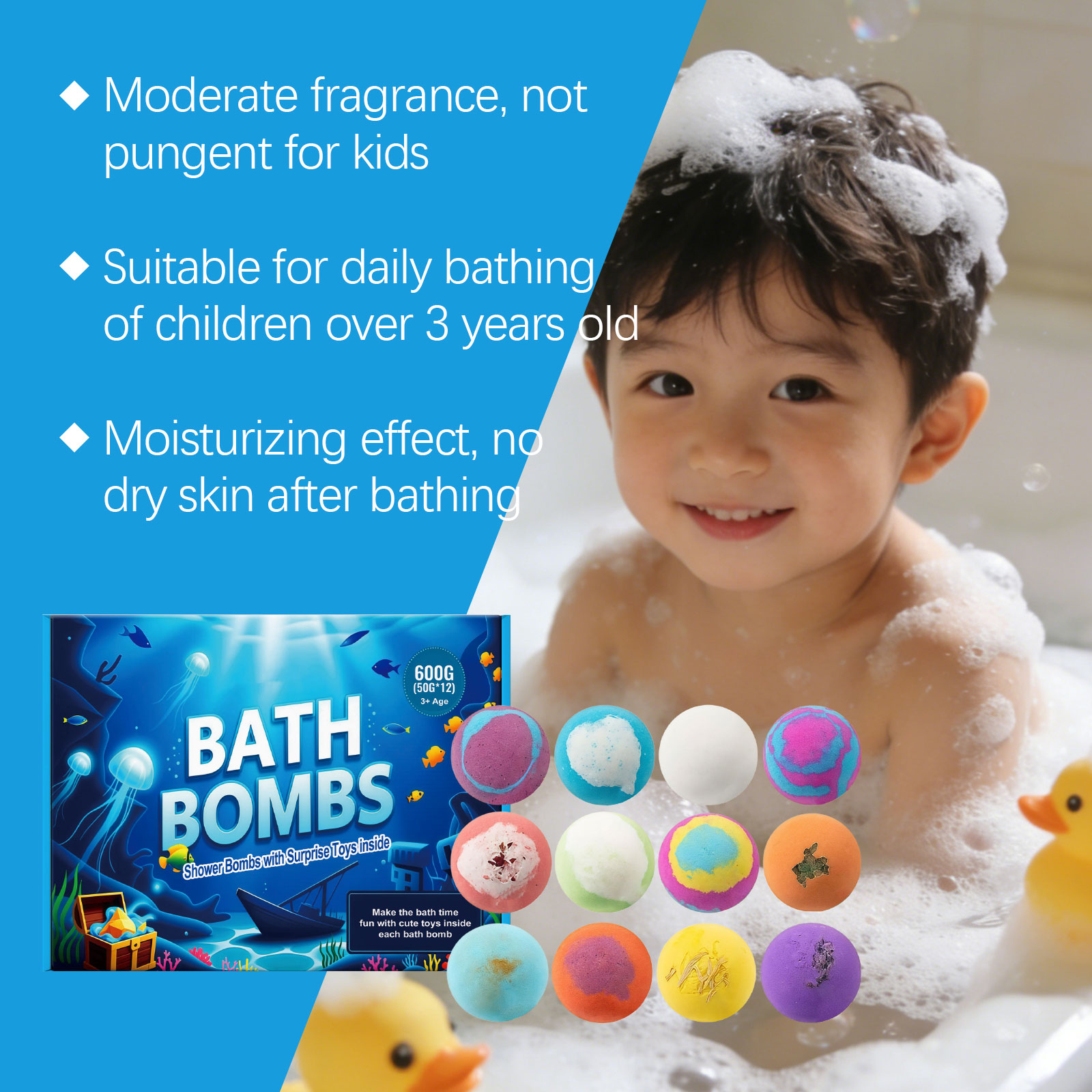 Kids Bath Salt Ball Set Gentle Nourish Clean Body Skin Delicate Daily Bath Fun Soak Balls