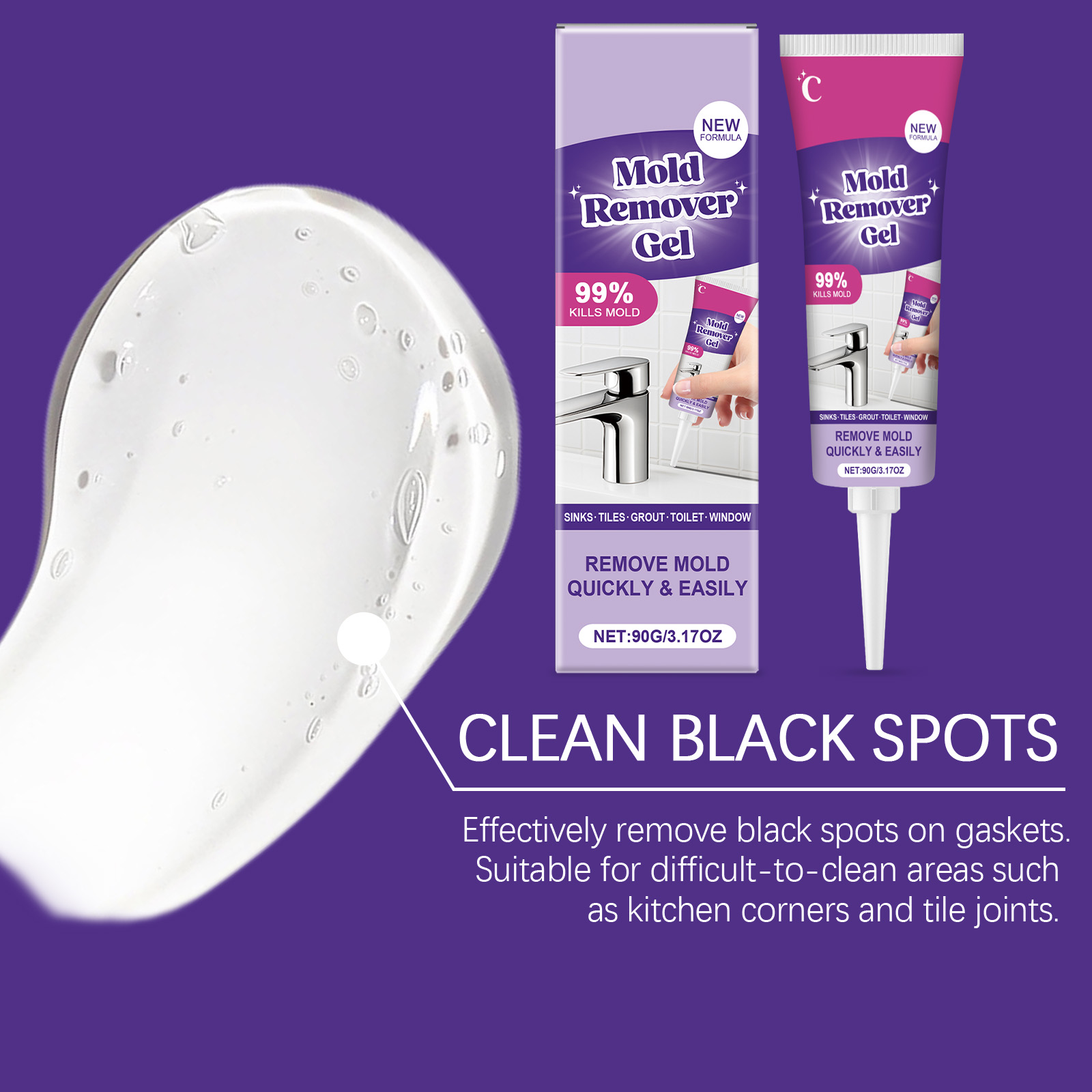 Cleaning Decontamination Gel Household Wall Sink Gap Tile Grout Floor Toilet Stain Remover