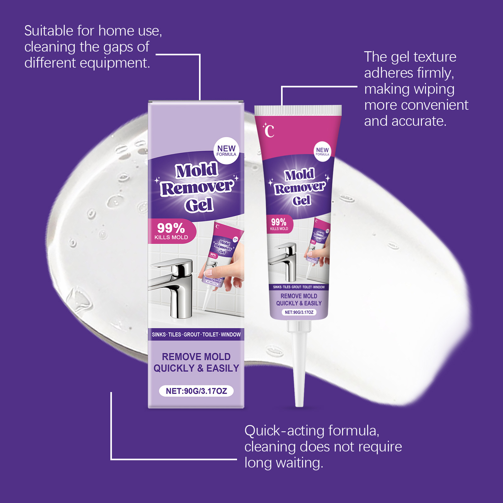 Cleaning Decontamination Gel Household Wall Sink Gap Tile Grout Floor Toilet Stain Remover
