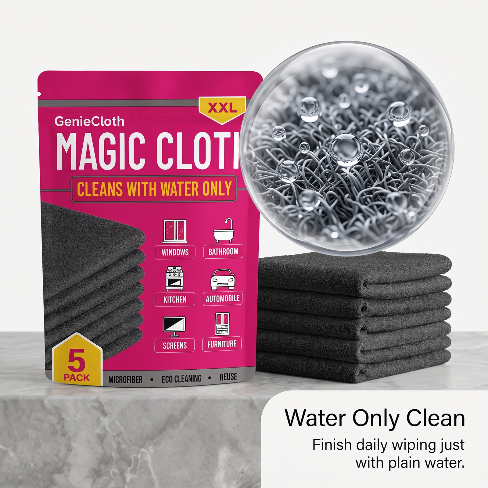 Magic Cloth Gentle Cleaning With Water Multi Purpose Wipes For Glass Bathroom Kitchen Screen Furniture Stains Watermarks