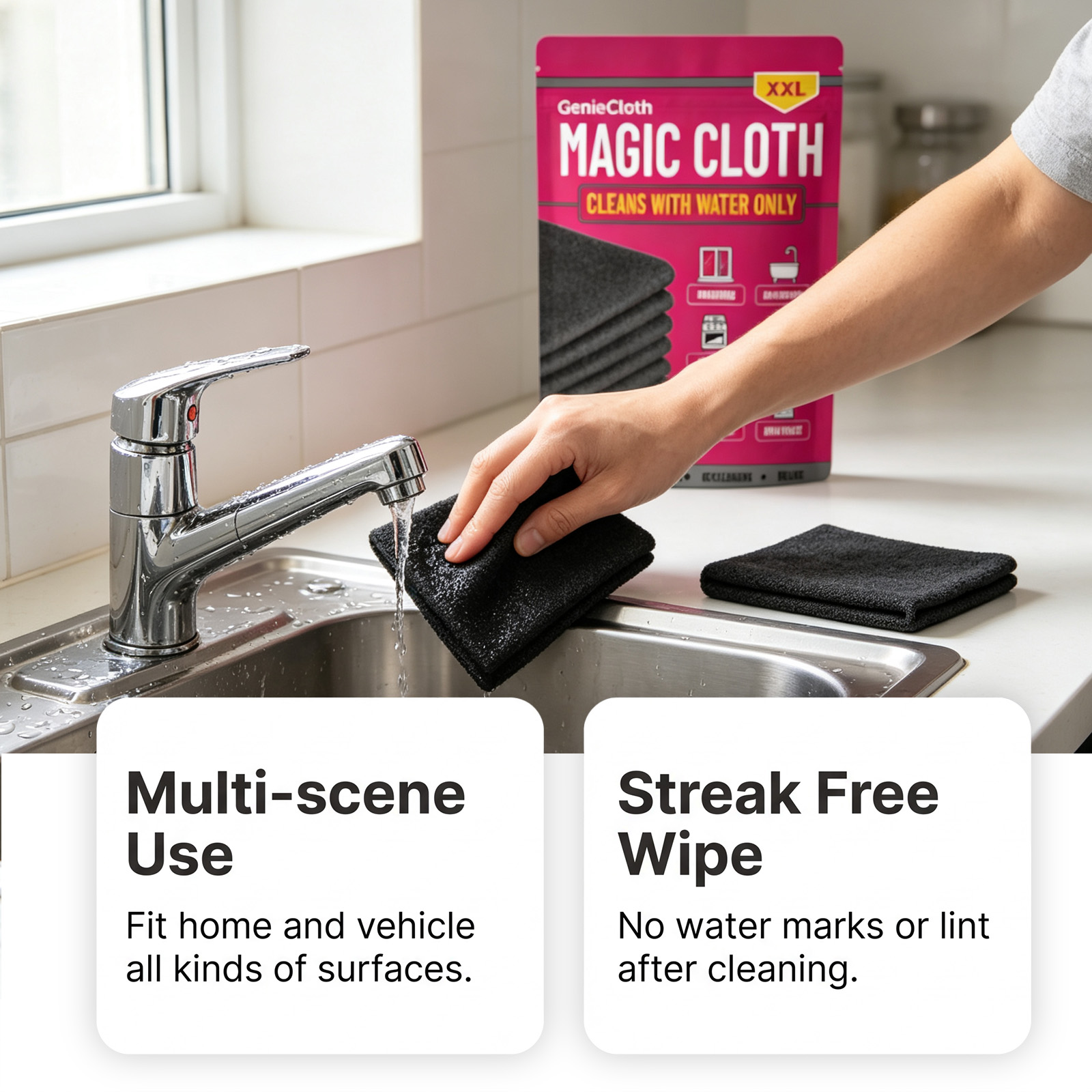 Magic Cloth Gentle Cleaning With Water Multi Purpose Wipes For Glass Bathroom Kitchen Screen Furniture Stains Watermarks
