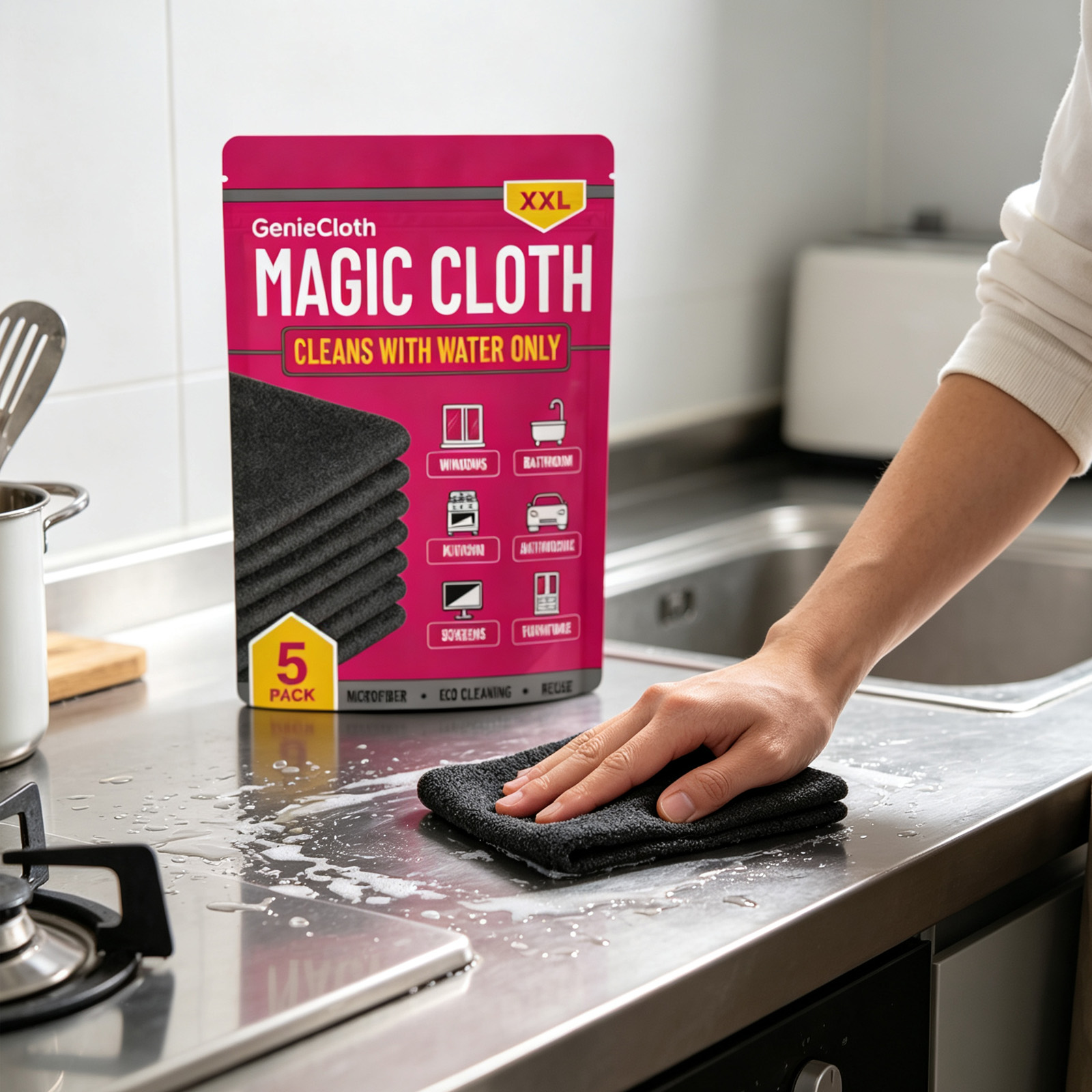 Magic Cloth Gentle Cleaning With Water Multi Purpose Wipes For Glass Bathroom Kitchen Screen Furniture Stains Watermarks