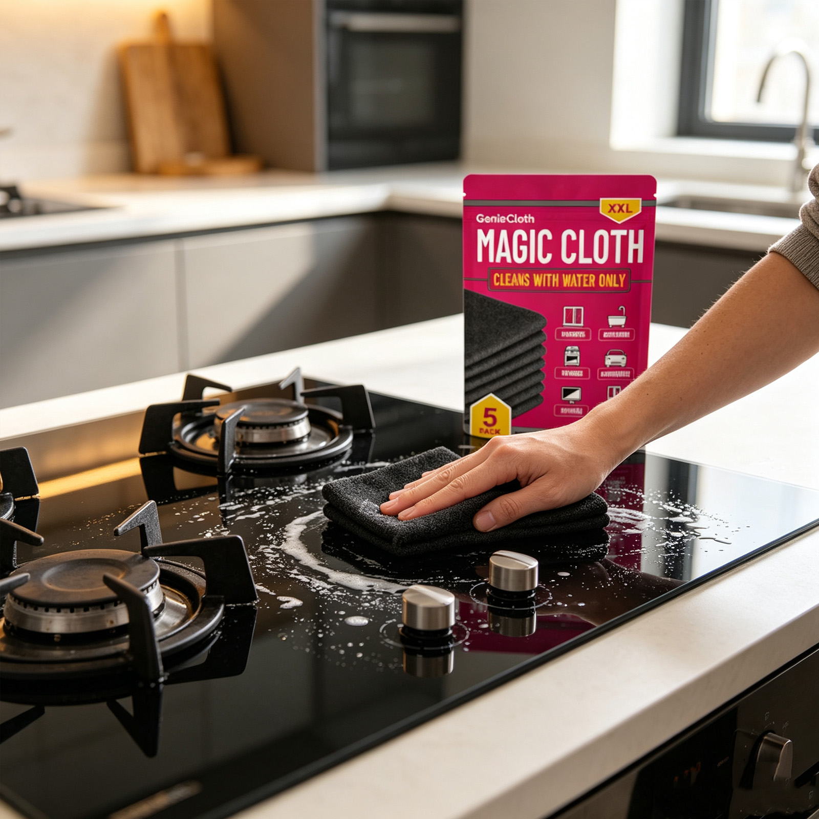 Magic Cloth Gentle Cleaning With Water Multi Purpose Wipes For Glass Bathroom Kitchen Screen Furniture Stains Watermarks