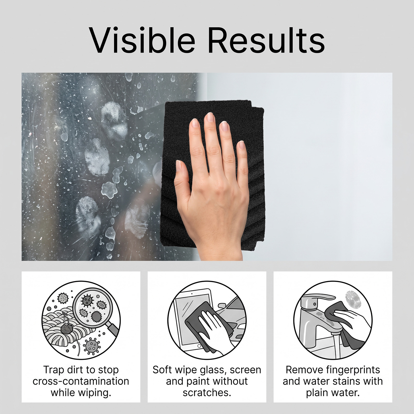 Magic Cloth Gentle Cleaning With Water Multi Purpose Wipes For Glass Bathroom Kitchen Screen Furniture Stains Watermarks