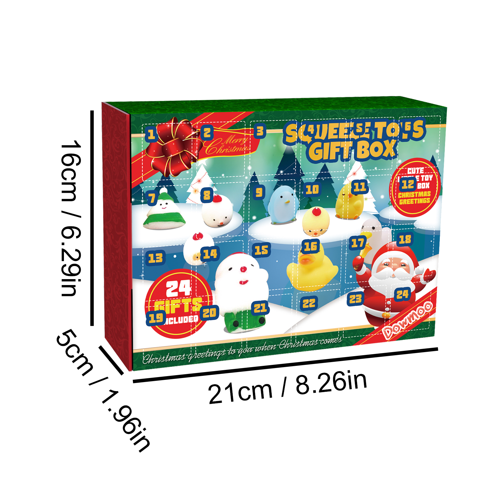 Dowmoo Christmas Squishy Gift Box 24 Grid Countdown Blind Box Stress Relief Cartoon Toy