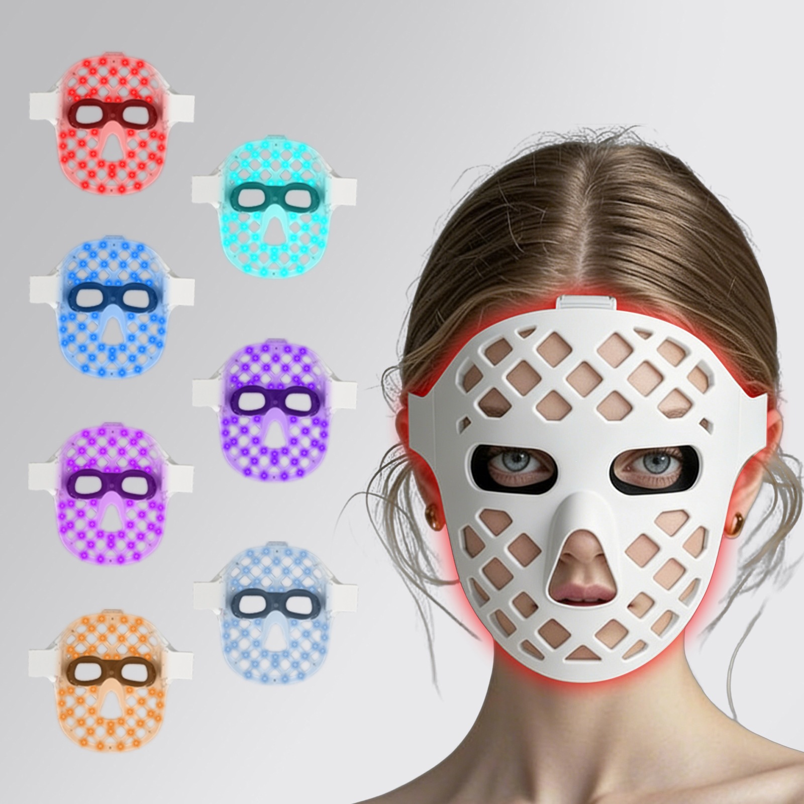 5D Red Light Mask for Face Near Infrared Therapy LED Facial Skin Care Mask for Anti-Aging Skin Rejuvenation Home Use LED Light Therapy Beauty Mask Device