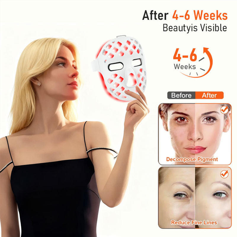 5D Red Light Mask for Face Near Infrared Therapy LED Facial Skin Care Mask for Anti-Aging Skin Rejuvenation Home Use LED Light Therapy Beauty Mask Device
