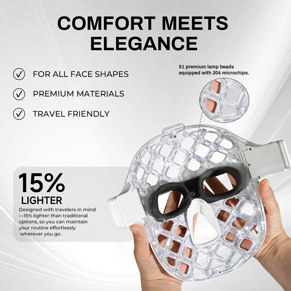 5D Red Light Mask for Face Near Infrared Therapy LED Facial Skin Care Mask for Anti-Aging Skin Rejuvenation Home Use LED Light Therapy Beauty Mask Device