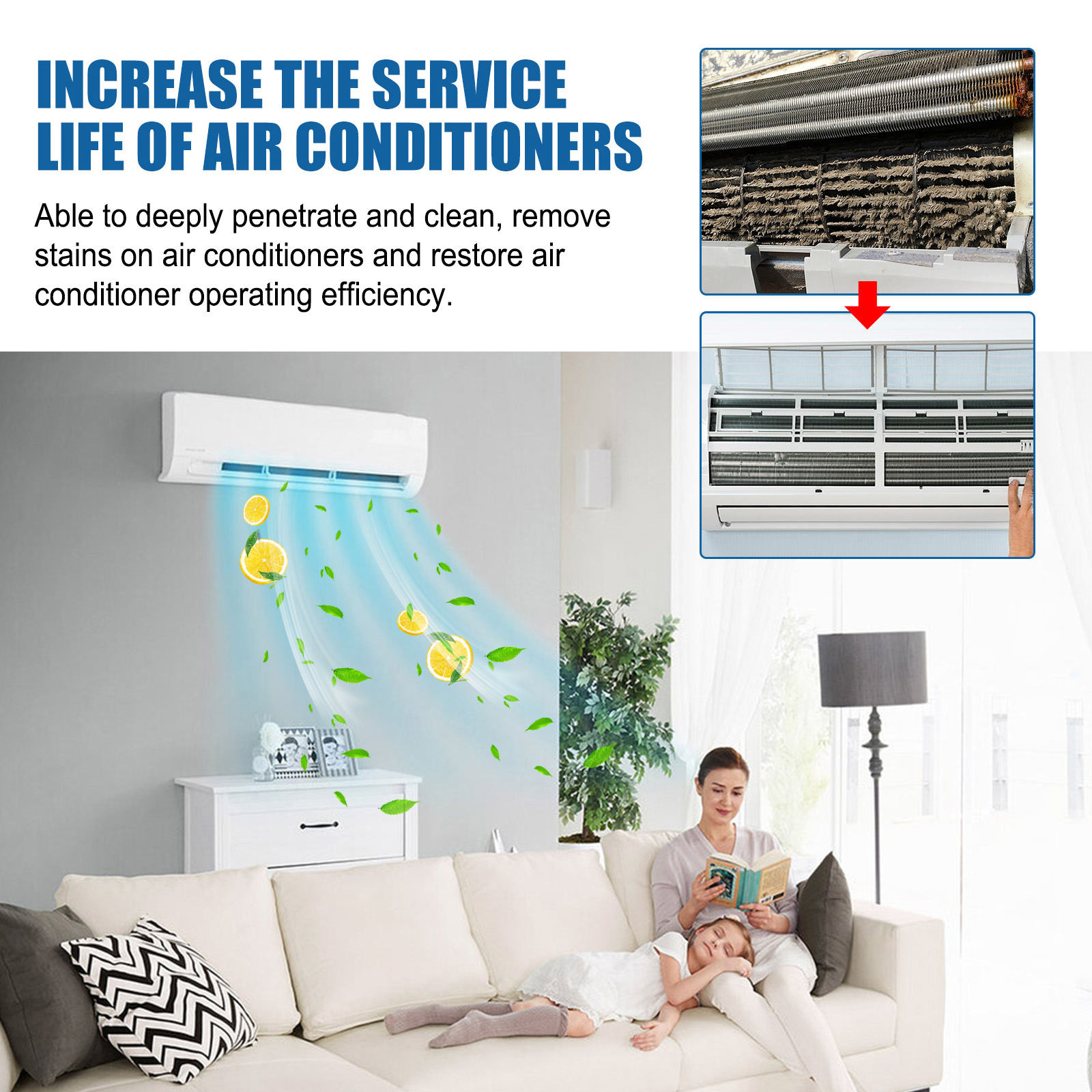 Air Conditioner Foam Cleaner Deep Cleaning Deodorizing For Home AC Indoor Outdoor Unit Maintenance