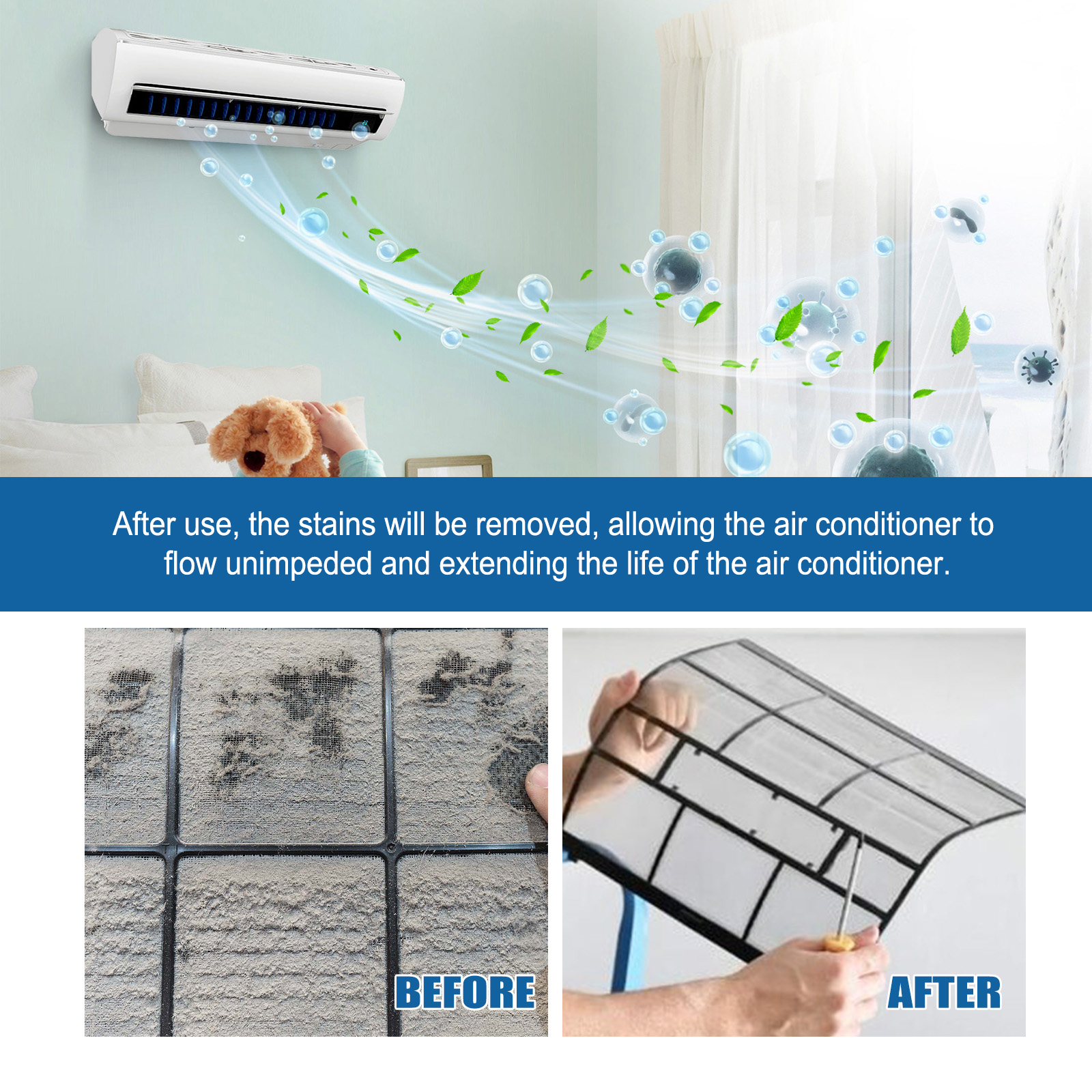 Air Conditioner Foam Cleaner Deep Cleaning Deodorizing For Home AC Indoor Outdoor Unit Maintenance