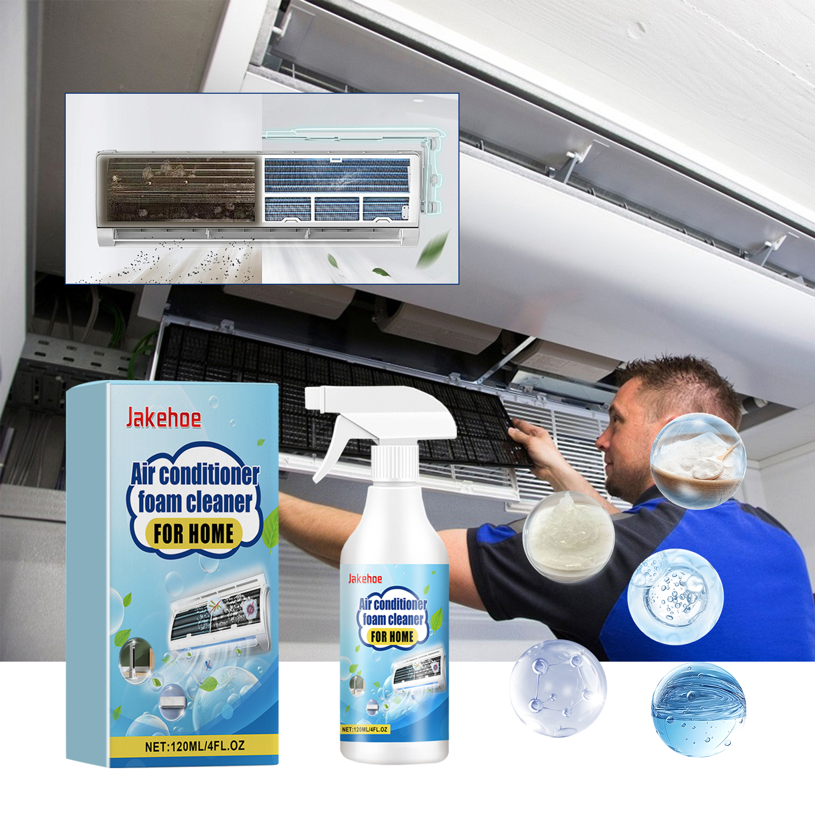 Air Conditioner Foam Cleaner Deep Cleaning Deodorizing For Home AC Indoor Outdoor Unit Maintenance