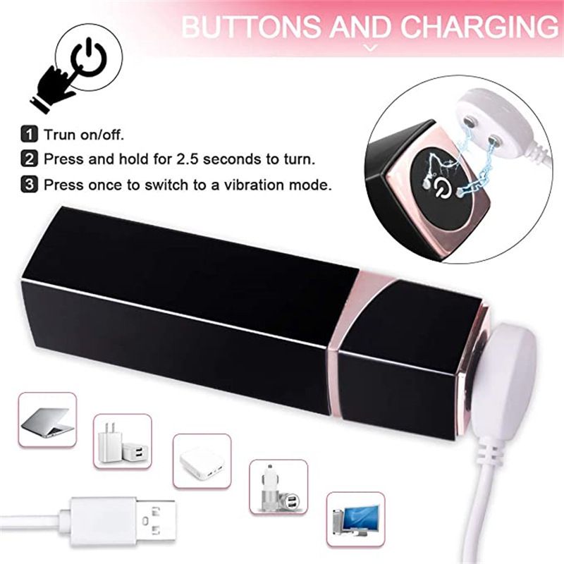 Women's Sex Toys Portable Mini USB Magnetic Charging Lipstick Bullet Vibrator Massager for Masturbation Adult Toy