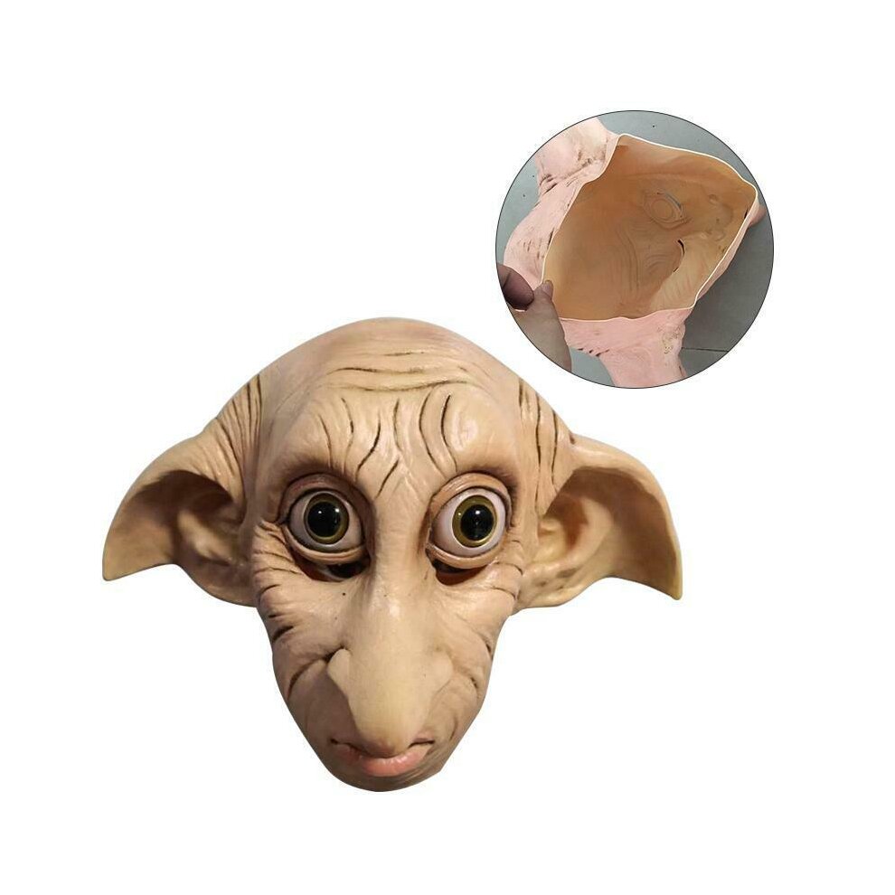 Dobby Mask Full Face with Elf Ears Latex Realistic for Halloween Cosplay Costume Carnival festivals Harry Potter  party Masquerade Props Men Adult Teens Size