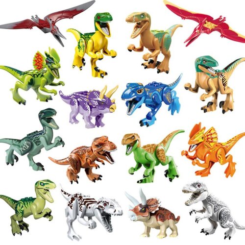 16PCS Jurassic Dinosaur World Minifigures Toys Fit Lego