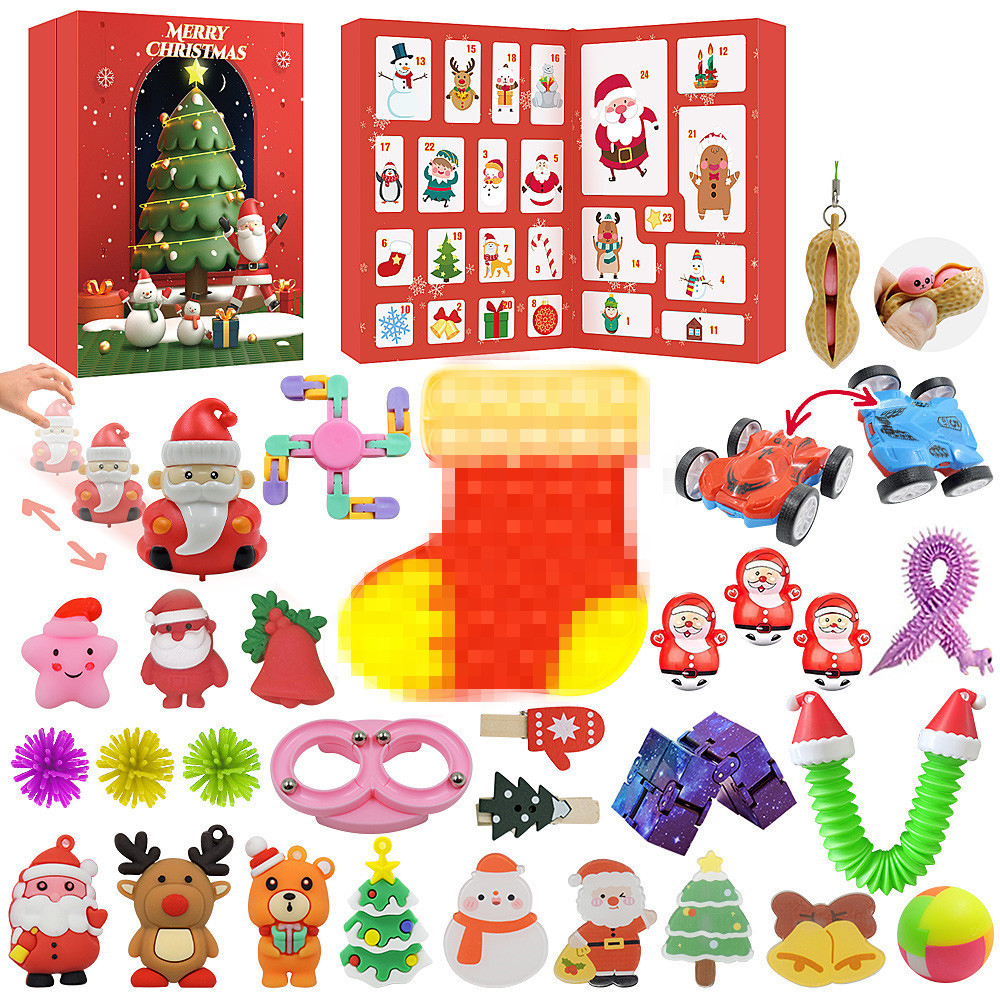 Advent Calendars Fidget Pop Bubble Toy Packs 2022 24 Day Kids Christmas Countdown Calendars Sensory Stress Relief Toys Christmas Stocking Surprise Box Novelty Party Favor Tiktok Surprise Gifts for Girls