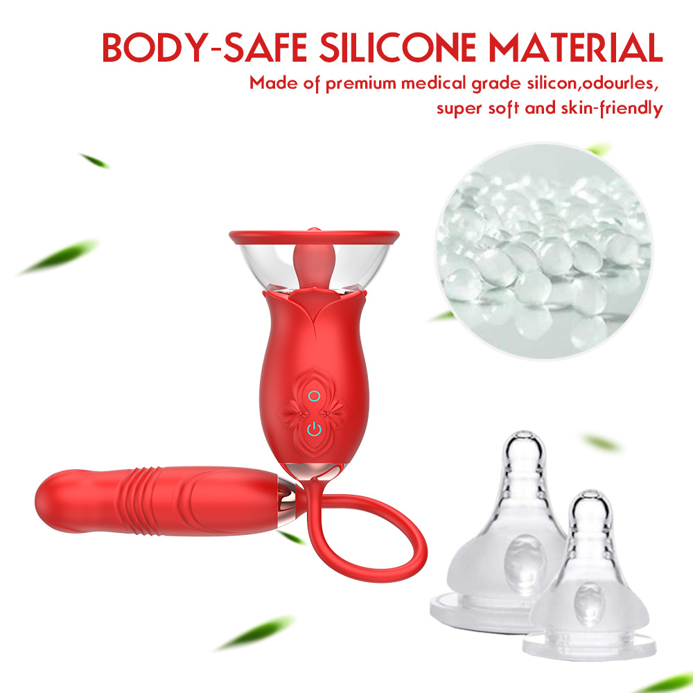 Rose Sex Toy for Womens G Spot Vibrator Dildo Adult Sex Tongue Licking Stimulator Personal Massager  with 10 Telescopic And 3 Sucking Modes Couples Women Vibrators Clitoral Nipple Quick Pleasure