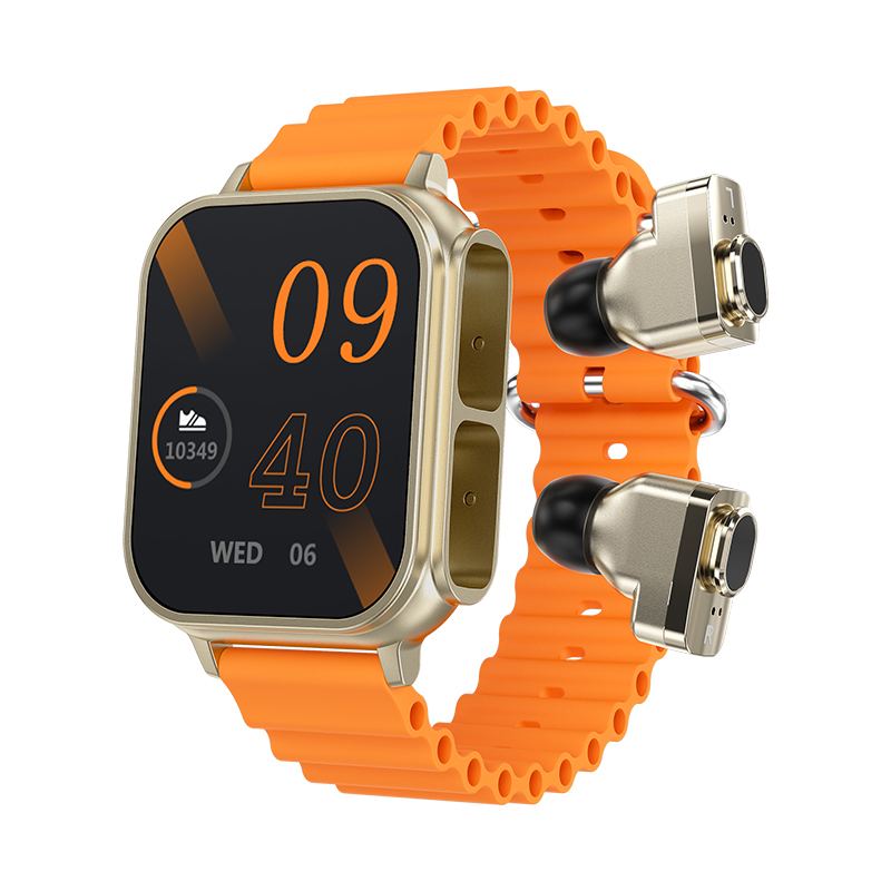 (Black) Smart Watch with Bluetooth Earphone Smartwatch with Earbuds Sport Headphones Sport Fiteness Tracker Waterproof Bluetooth Call Blood Oxygen Monitoring