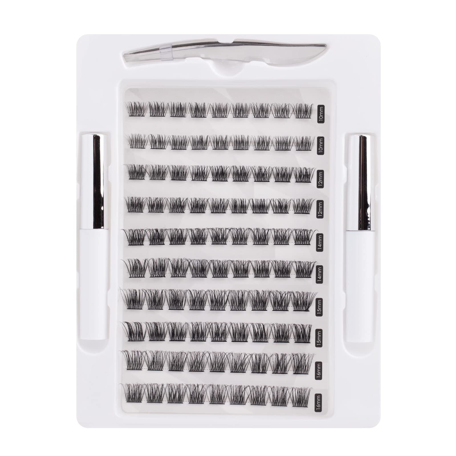 (90 Clusters) Individual Eyelashes Cluster Lashes DIY False Lashes 3D Fake Eyelash Extension Kit Reusable Precut Segmented Cluster Soft Natural C CC D Curl with Eyelash Glue and Tweezers Home Use