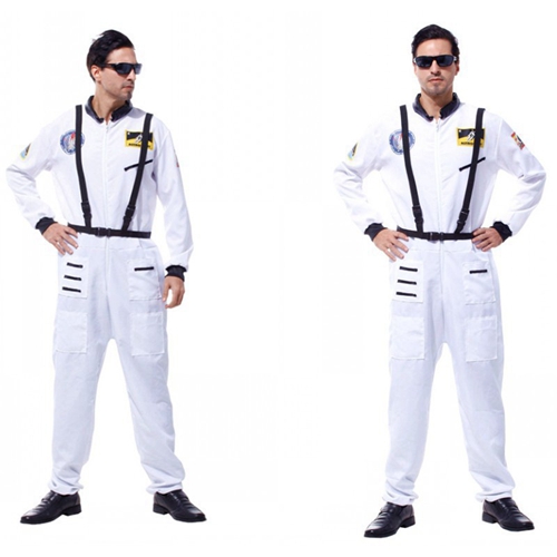 Mens Astronaut Costume Spaceman Suit Fancy Dress Cosplay Halloween Party Funny Outfit for Adult Men