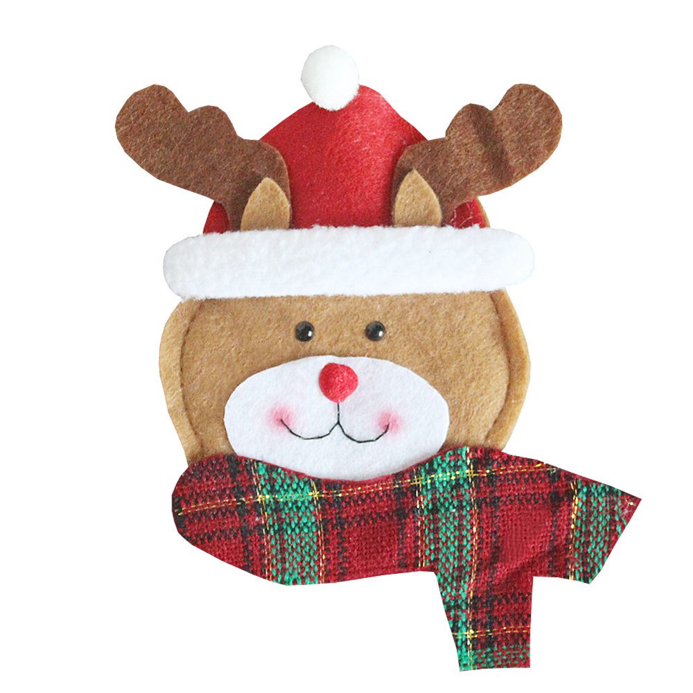 (Santa Claus) XMAS Novelty Decorations 3pcs set Kitchen Cutlery Suit Silverware Holders Pockets Knifes Forks Bag Snowman Shaped Christmas Party Decoration