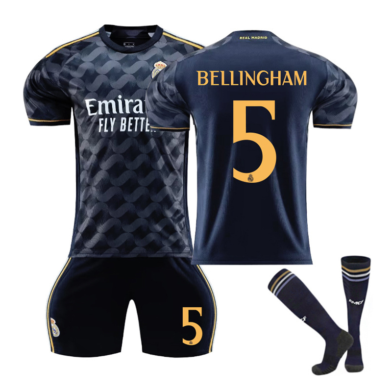 (Kids 2~3 Years) Football Kit No. 5 Bellingham Soccer Jerseys Football Kits Boys Football Training Shirts Shorts and Socks Sportswear Tracksuit