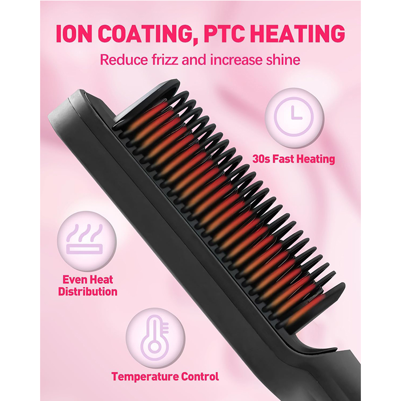 Hair Straightener Brush LED Display Hair Straightening Iron for Women
