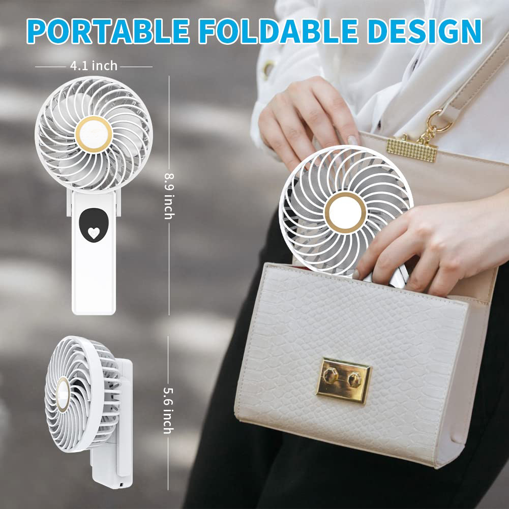 USB Rechargeable Battery Personal Silent Powerful Pocket Handheld Fan with Digital Display