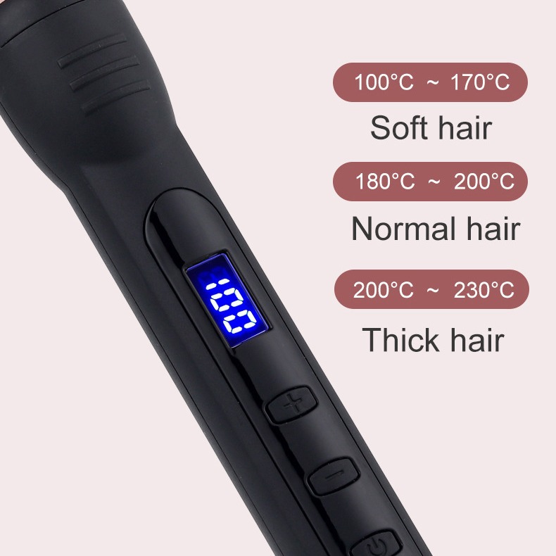 9mm Thin Hair Curling Wand Small Hair Curling Iron Hair Curler for Short and Long Hair Fast Heating Ceramic Tourmaline Long Barrel with LED Display