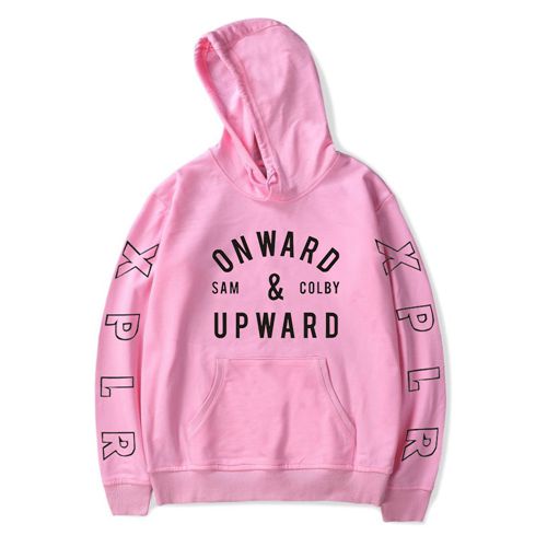 Pink Hoodie Pullover Hip Hop Casual Streetwear Long Sleeve Sam and Colby