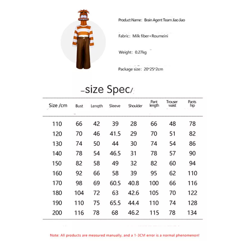 (Size 110) Inside out 2 Anxiety Cosplay Costume Full Set Halloween Costume Disney Cartoon Characters Cosplay Costumes Outfit Halloween Gift for Kids Adults Fans