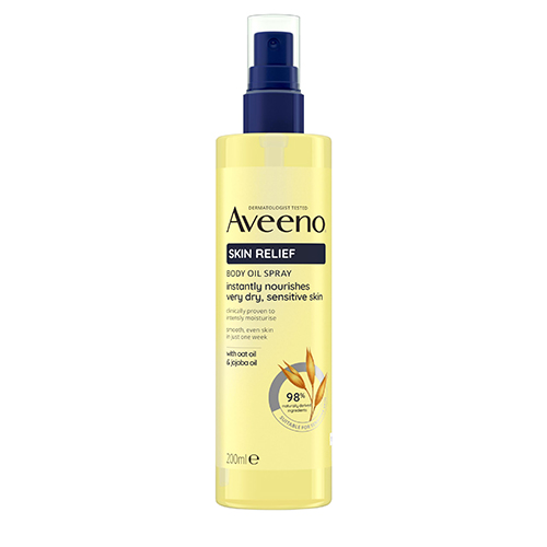 Aveeno Skin Relief Body Oil Spray 1x 200ml Silky Body Oil for Repairing Dry Damaged Complexions Body Oil Spray with Jojoboa and Oat Oil for Use on Sensitive and Dry Skin