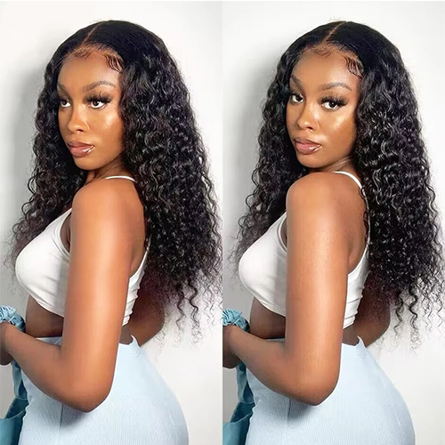 Water Wave Glueless Wig Pre-Cut Lace Wig 180 Percents Pre-Plucked Natural Wave Wear Go Glueless Curly Human Hair Wigs For Women