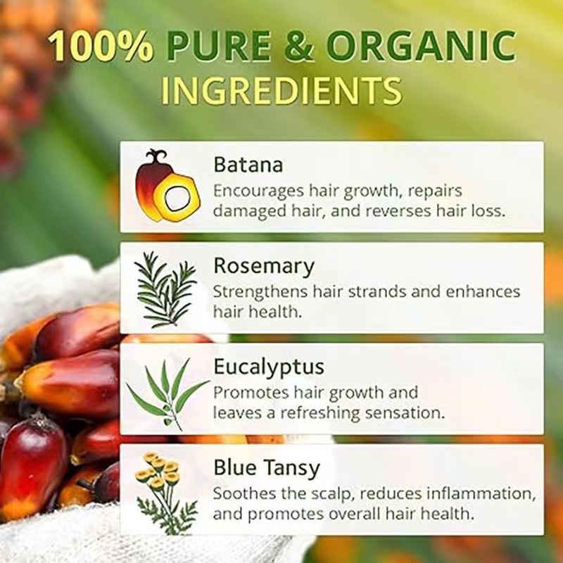 Batana Oil Advanced Essential Oil for Hair Growth Skin Care Stimulates Hair Growth Moisturizes Hair Scalp Strengthens Hair Care Nourishing Scalp 60ml