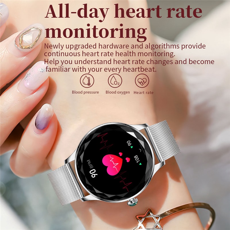 Women Fashion Blue Tooth Call Heart Rate Health Smart Watch