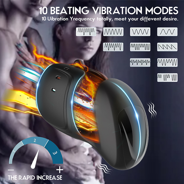 Glans Stimulate Male Masturbator Adult Sex Toys Men Oral Climax Penis Trainer Massage Vibrator Delay Training Ejaculation Cock Ring Automatic 10 Modes