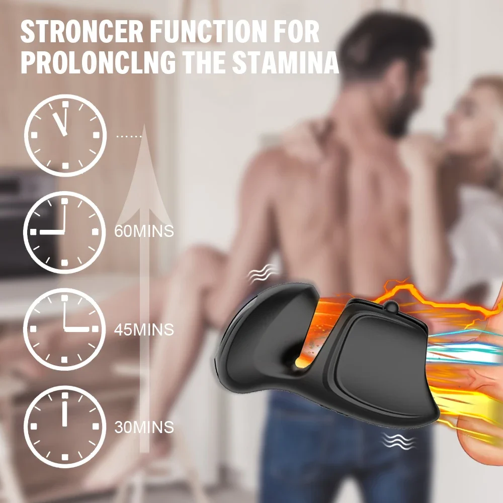 Glans Stimulate Male Masturbator Adult Sex Toys Men Oral Climax Penis Trainer Massage Vibrator Delay Training Ejaculation Cock Ring Automatic 10 Modes