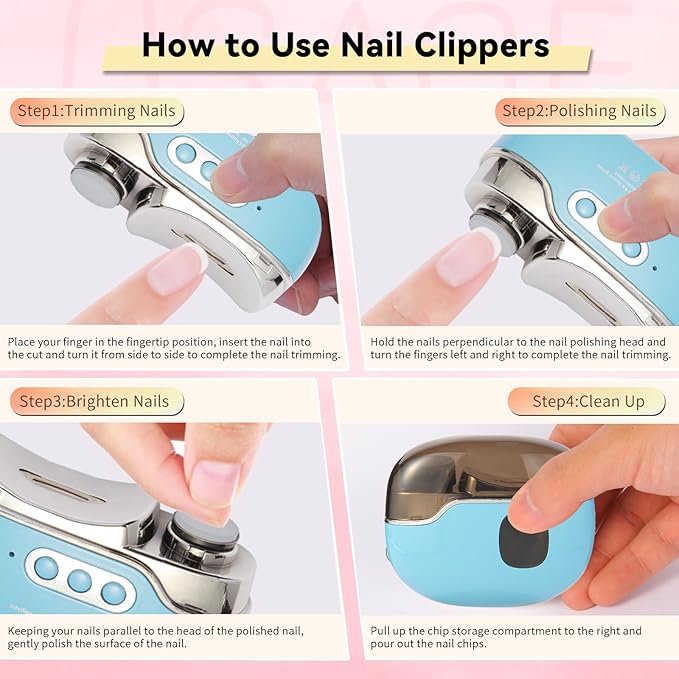 4 in 1 Electric Nail Clippers with Nail Lamp Rechargeable