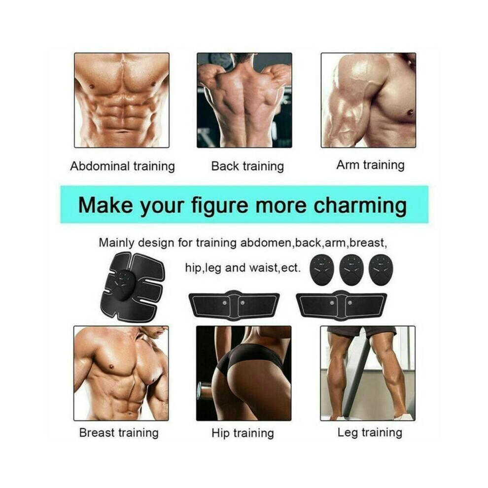 USB Rechargeable Smart EMS Fitness Belt Abs Muscle Toning Trainer Stimulator UK