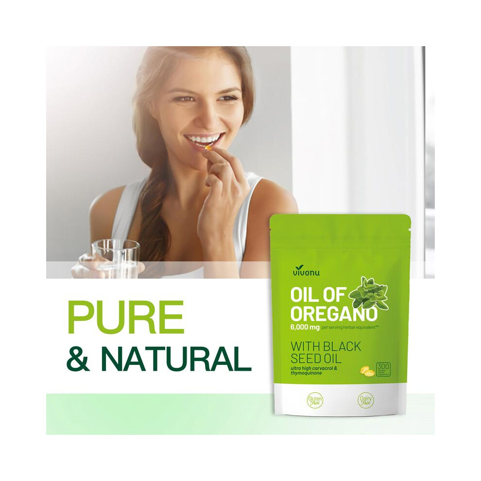Oil of Oregano with Black Seed Oil 300 Capsules | Natural Antioxidants | Nutritional Support | Highly Effective Botanicals Dietary Healthcare