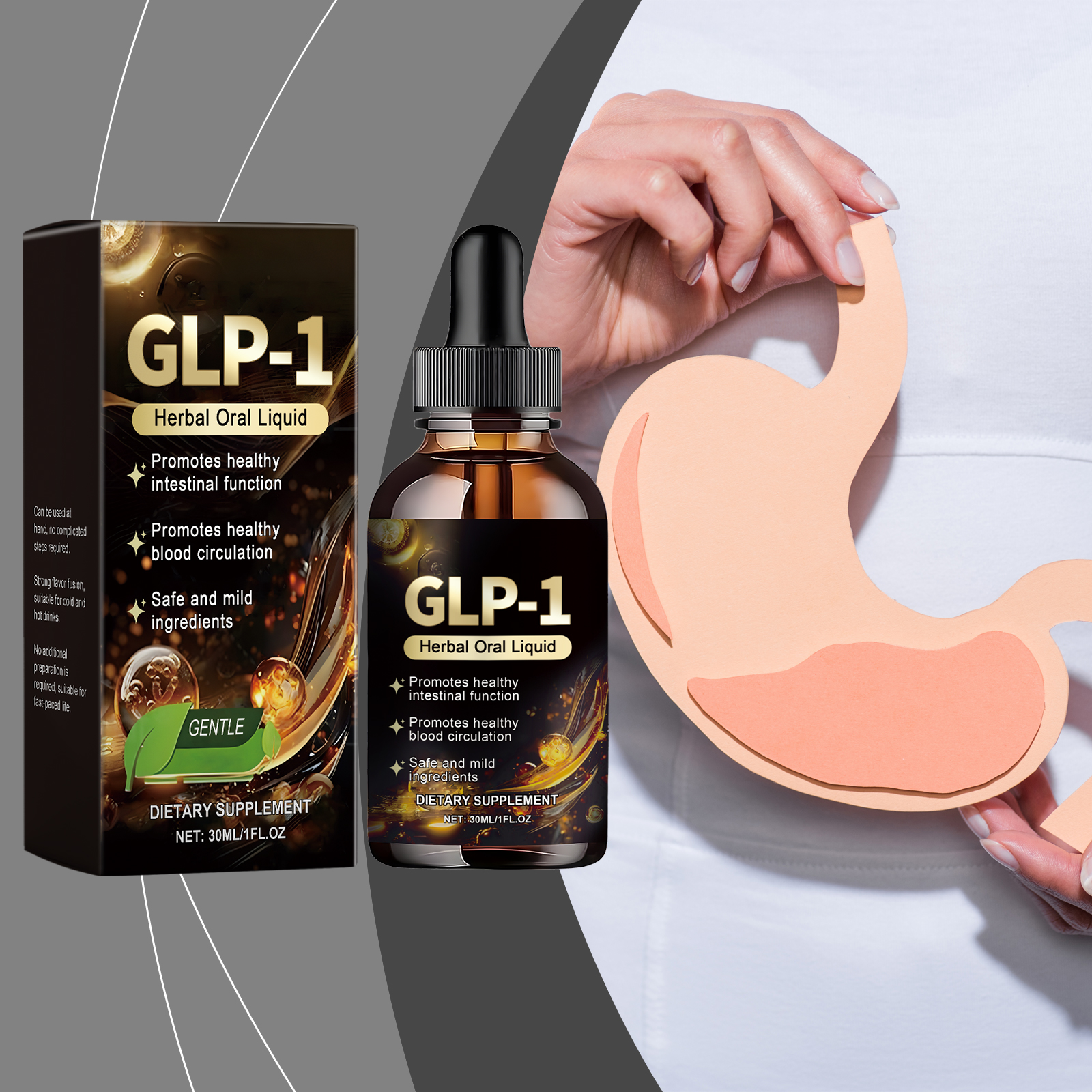 Gut Balance Drops | Natural Support for Daily Intestinal Health & Comfort | Gentle Liquid Supplement to Promote Digestive Wellness & Ease Unease 版本C（强调日常维护）：
