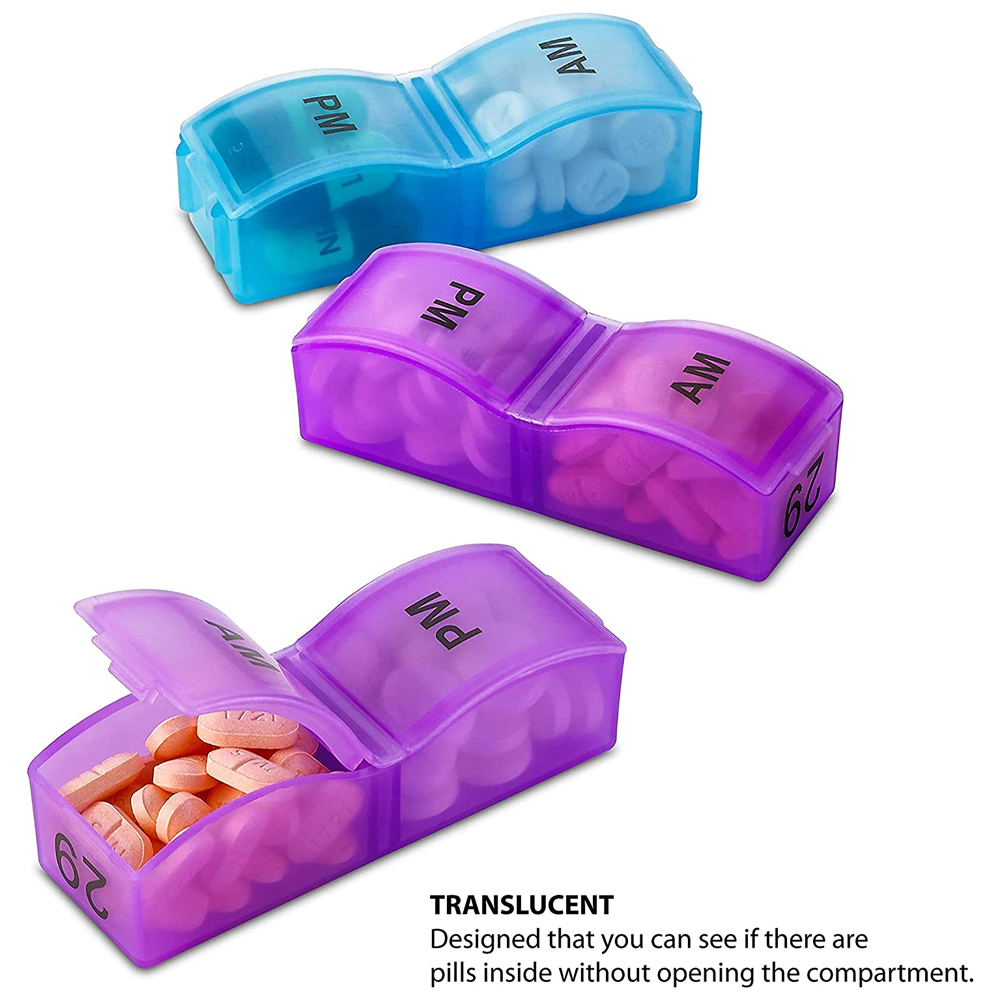 Portable Pill Organizer One Month Pill Box 2 Times A Day AM PM for Vitamins Supplement 31 Day Storage  Medicine Container Travel Pill Cases